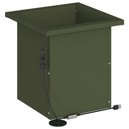 Plantenbak met led 2 st Olijfgroen 30 x 30 x 30 cm Staal