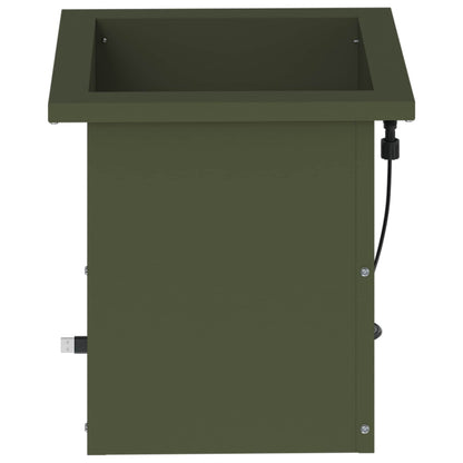 Plantenbak met led 2 st Olijfgroen 30 x 30 x 30 cm Staal