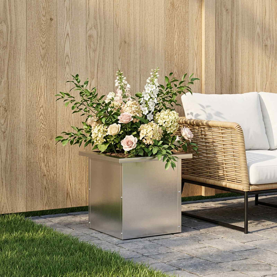 Plantenbak met led zilver 30 x 30 x 30 cm Roestvrij staal