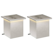 Plantenbakken met led 2 stuks zilver 30x30x30 cm roestvrij staal