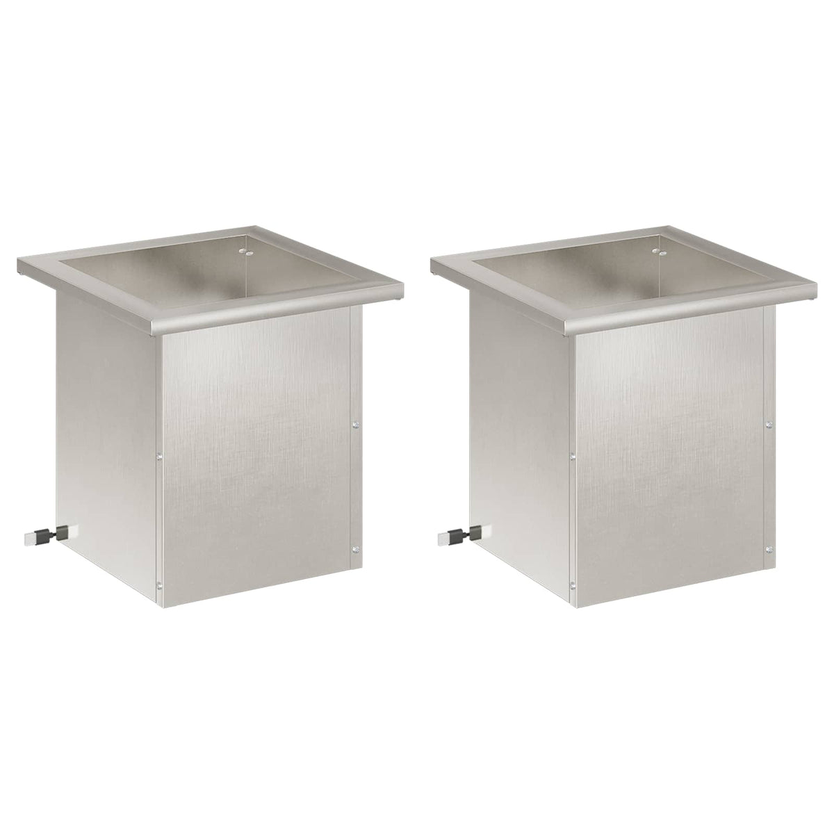 Plantenbak met led 2 st zilver 30 x 30 x 30 cm Roestvrij staal