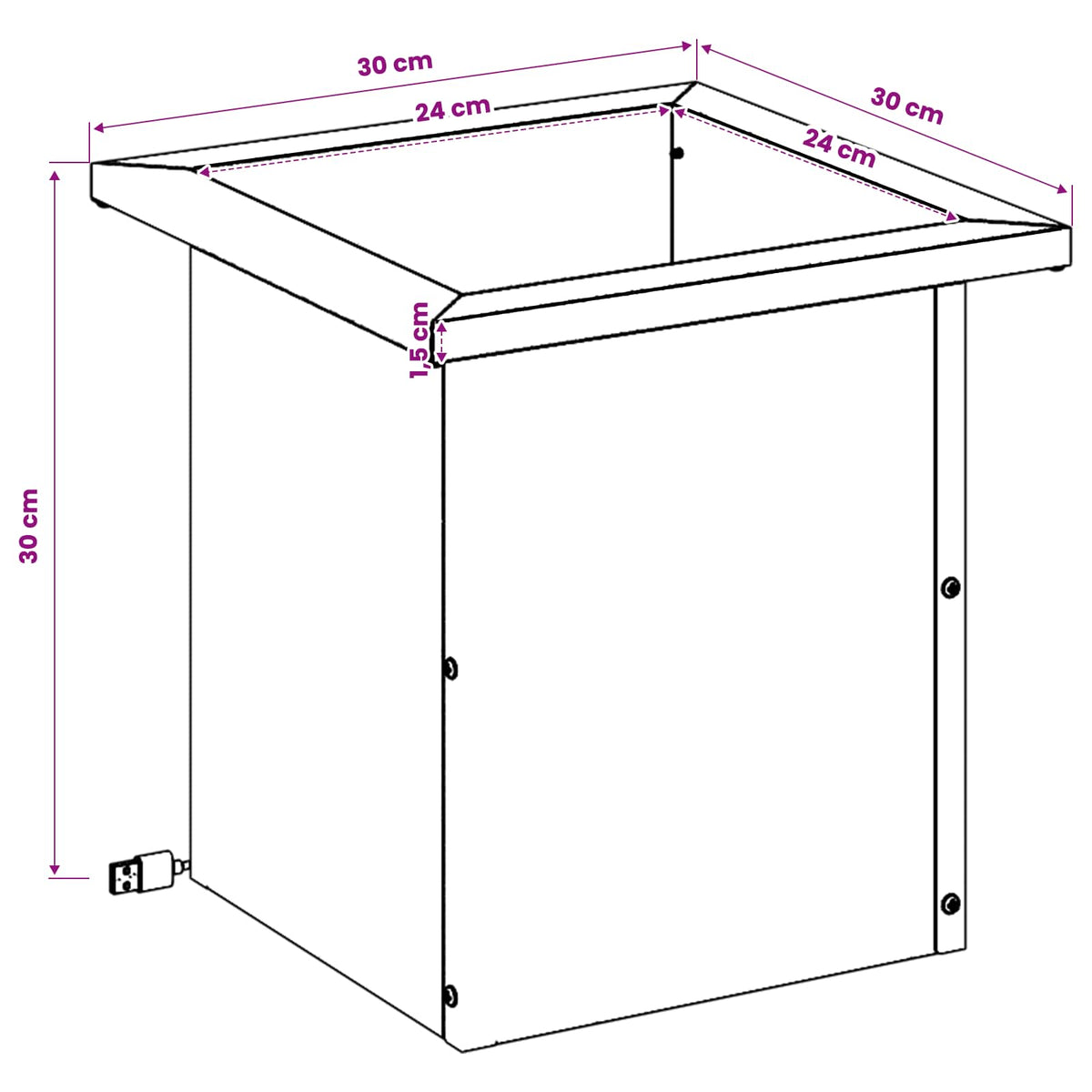 Plantenbak met led 2 st zilver 30 x 30 x 30 cm Roestvrij staal