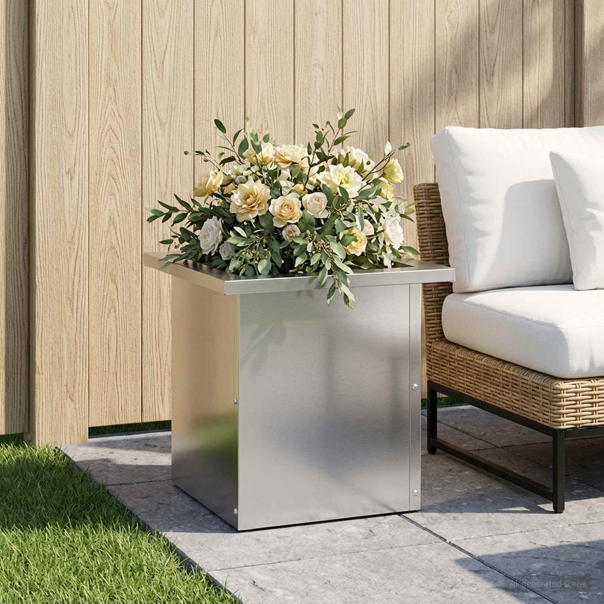 Plantenbak met led zilver 30 x 30 x 30 cm Gegalvaniseerd staal