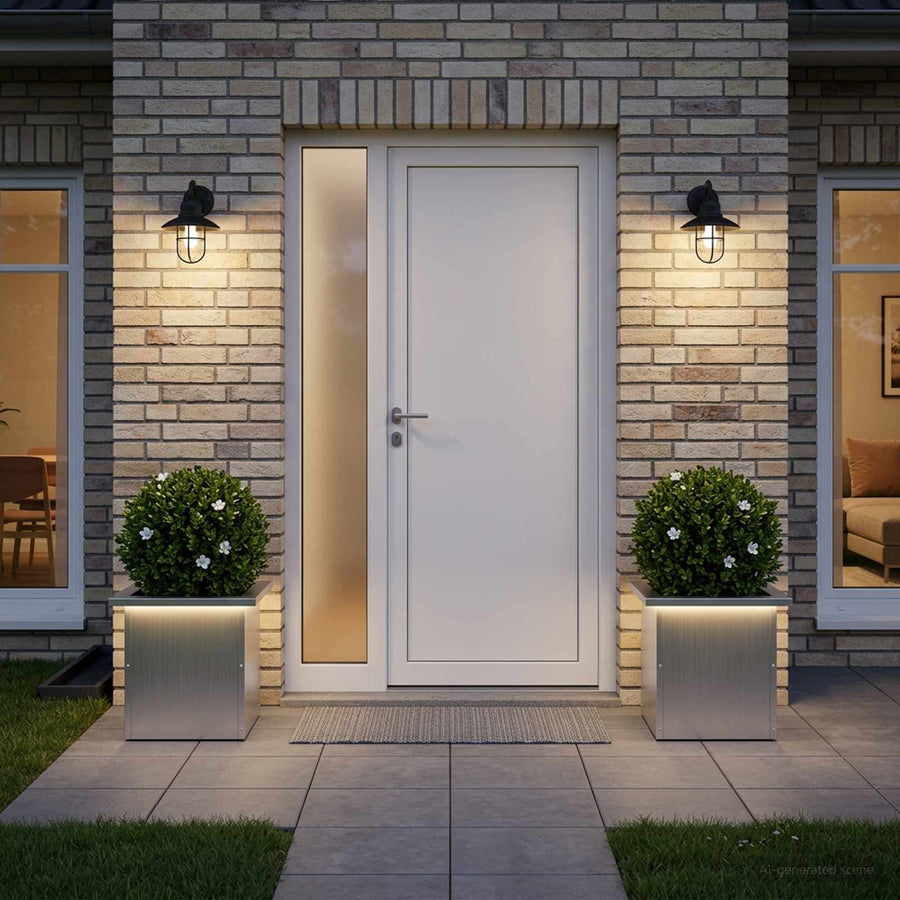Plantenbak met led 2 st zilver 30 x 30 x 30 cm