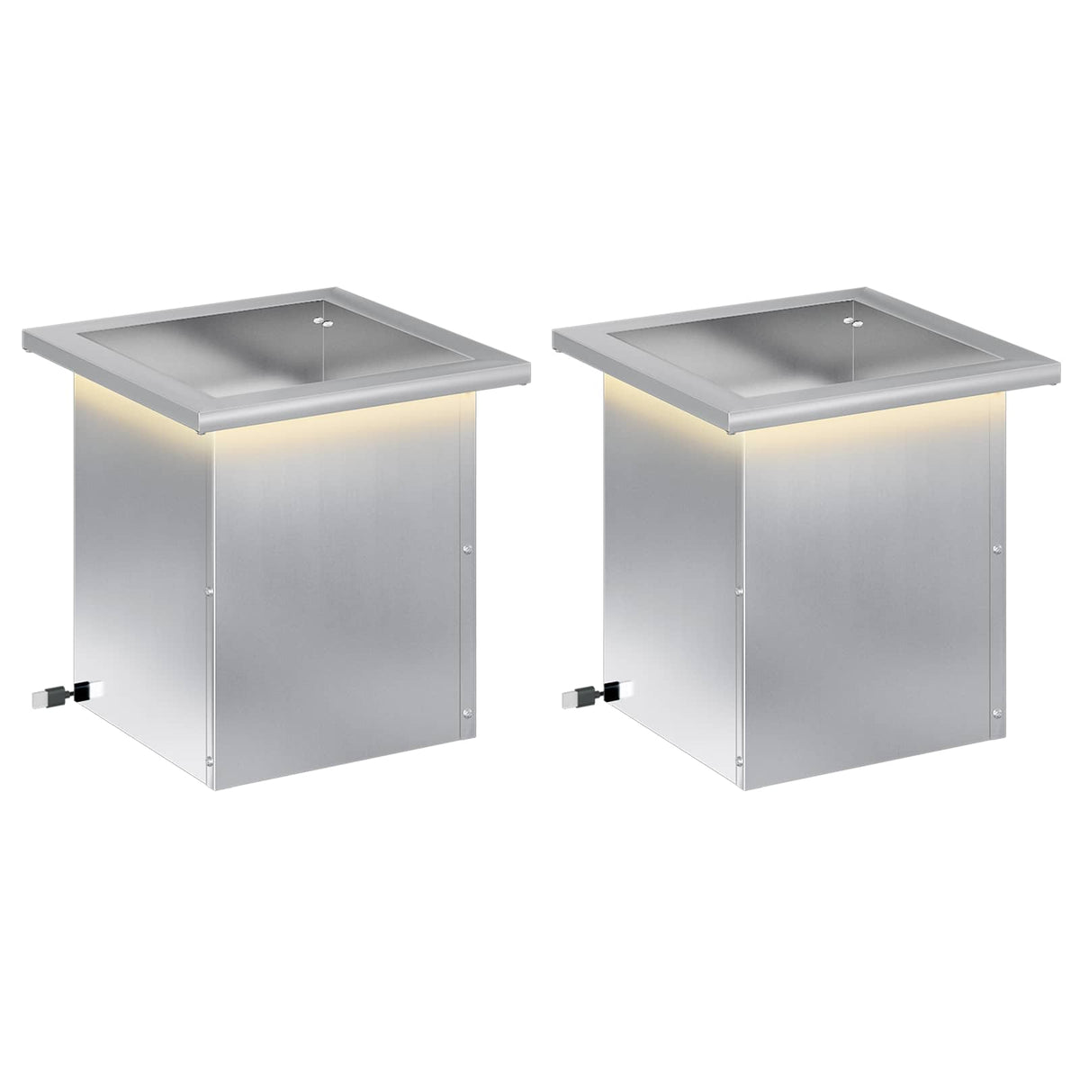 Plantenbak met led 2 st zilver 30 x 30 x 30 cm