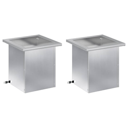 Plantenbak met led 2 st zilver 30 x 30 x 30 cm