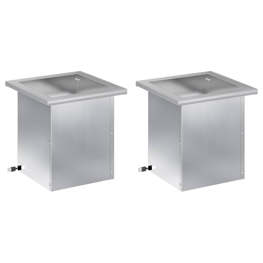 Plantenbak met led 2 st zilver 30 x 30 x 30 cm