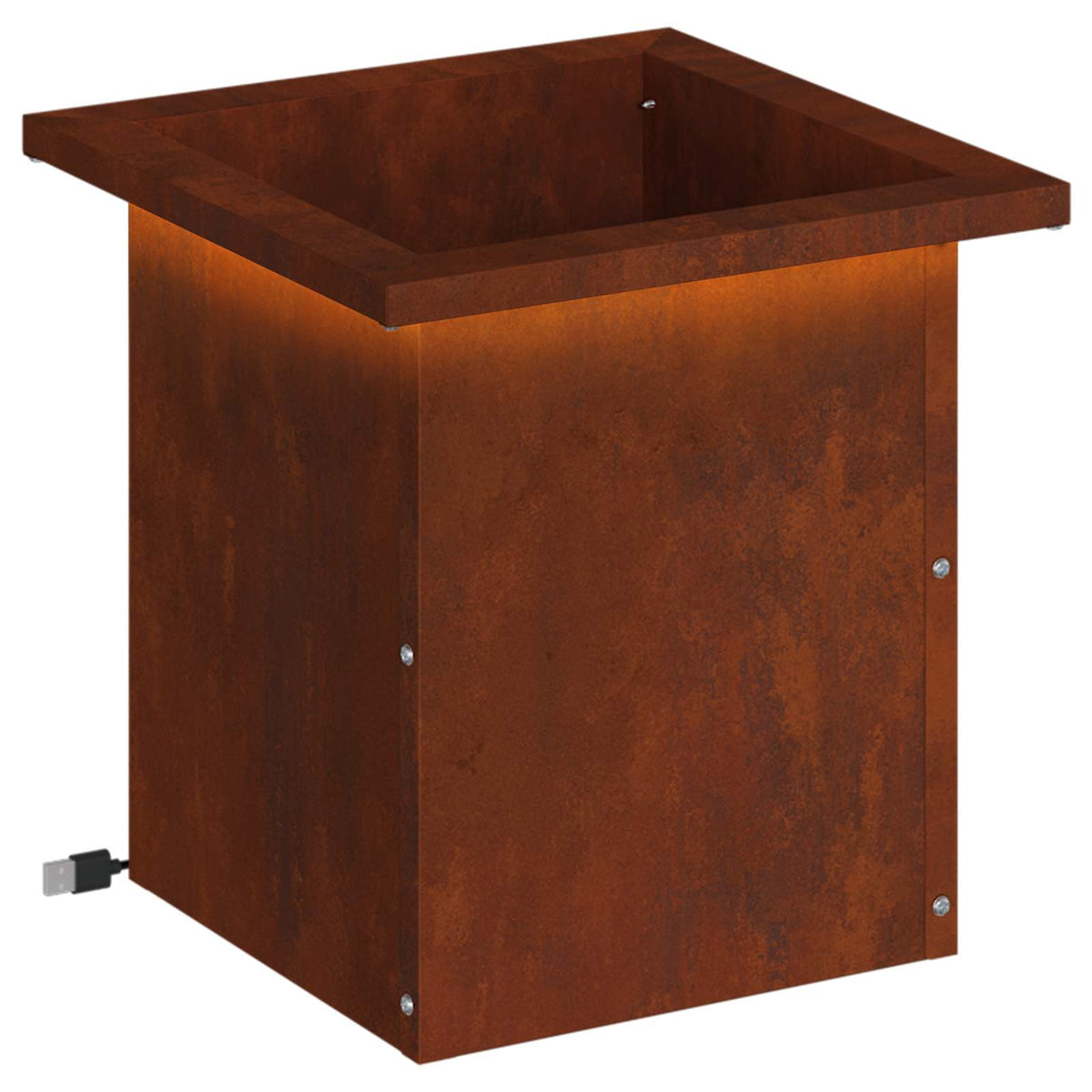 Plantenbak met led Roestkleurig 30 x 30 x 30 cm weervast staal