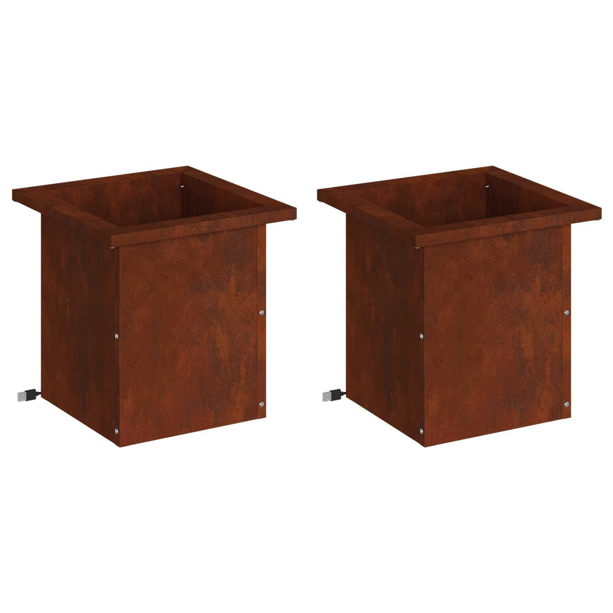 Plantenbak met led 2 st Roestkleurig 30 x 30 x 30 cm