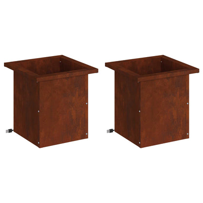 Plantenbak met led 2 st Roestkleurig 30 x 30 x 30 cm
