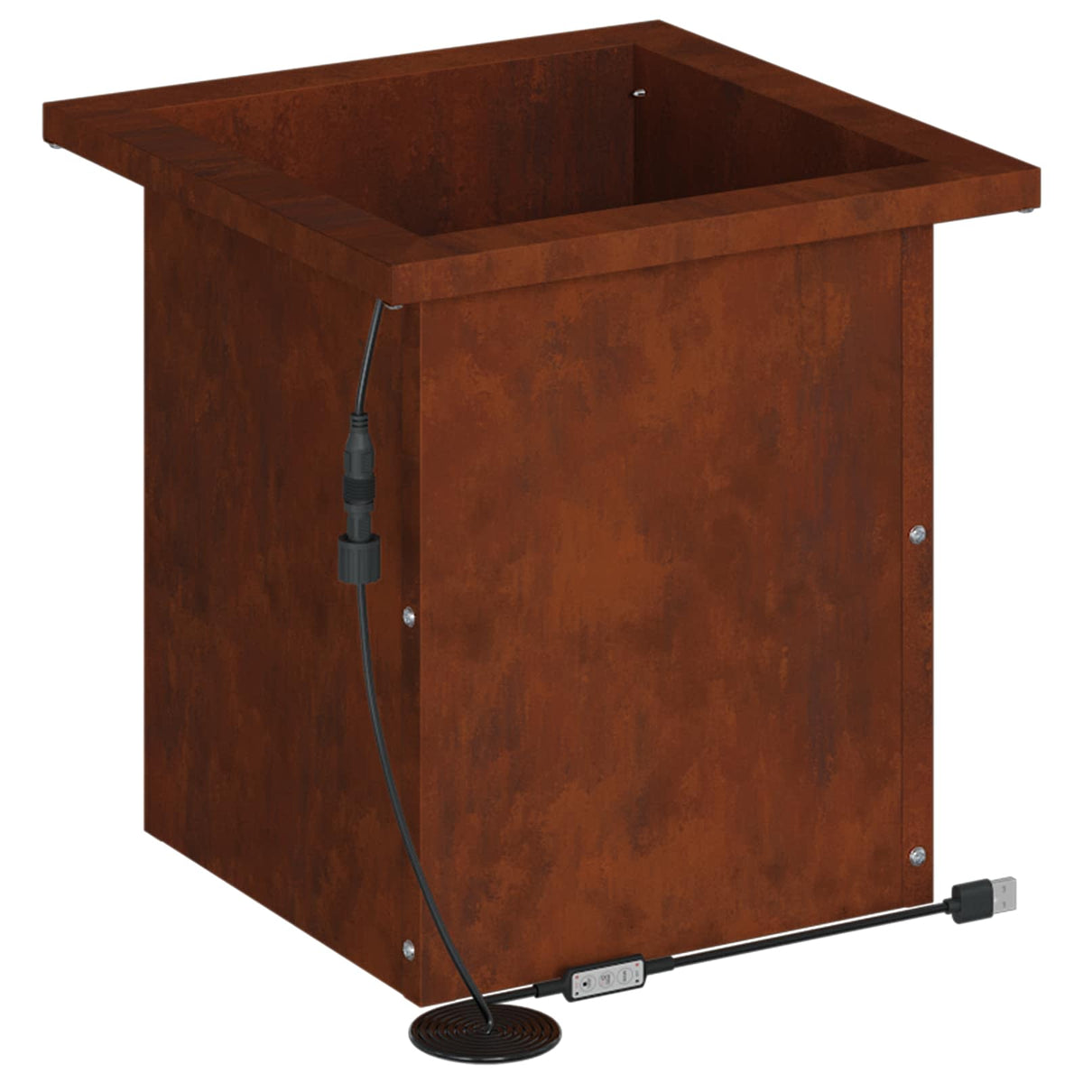 Plantenbak met led 2 st Roestkleurig 30 x 30 x 30 cm