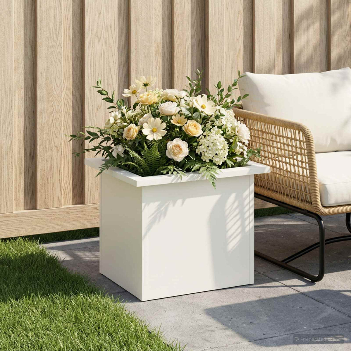 Plantenbak met led Wit 30 x 40 x 30 cm Staal