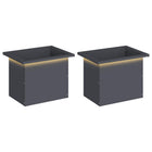 Plantenbak met led 2 st 30x40x30 cm antraciet staal