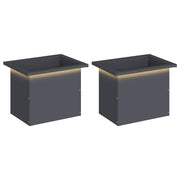 Plantenbak met led 2 st 30x40x30 cm antraciet staal