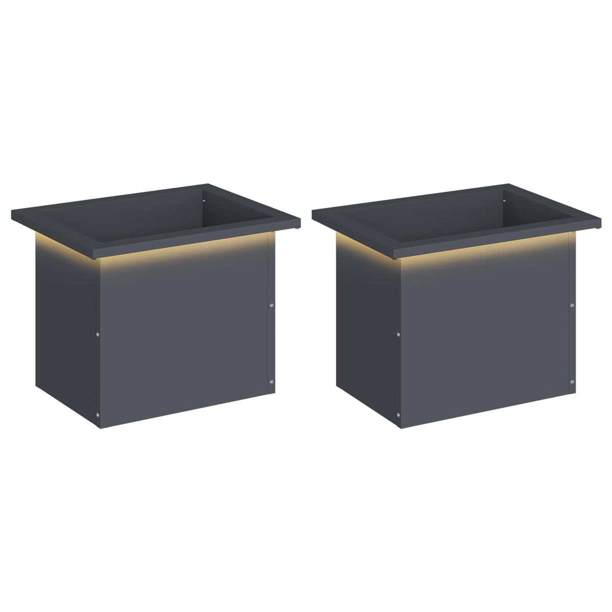 Plantenbak met led 2 st Antraciet 30 x 40 x 30 cm Staal