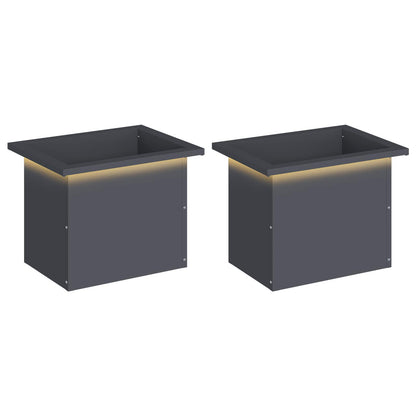 Plantenbak met led 2 st Antraciet 30 x 40 x 30 cm Staal