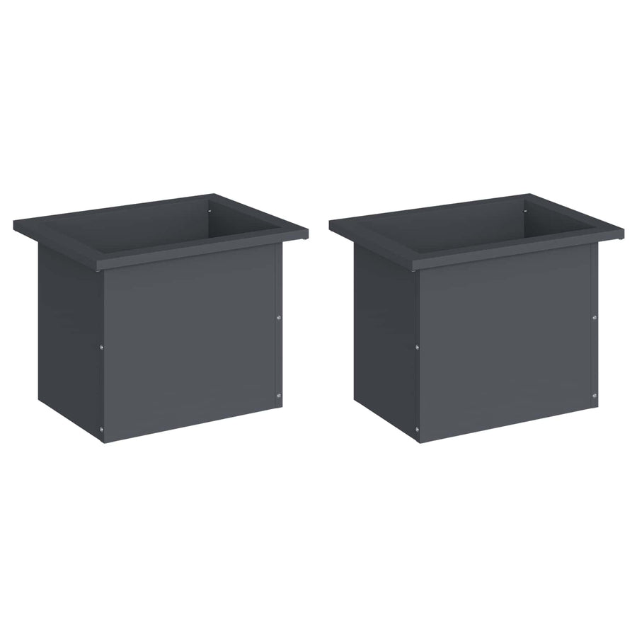 Plantenbak met led 2 st Antraciet 30 x 40 x 30 cm Staal