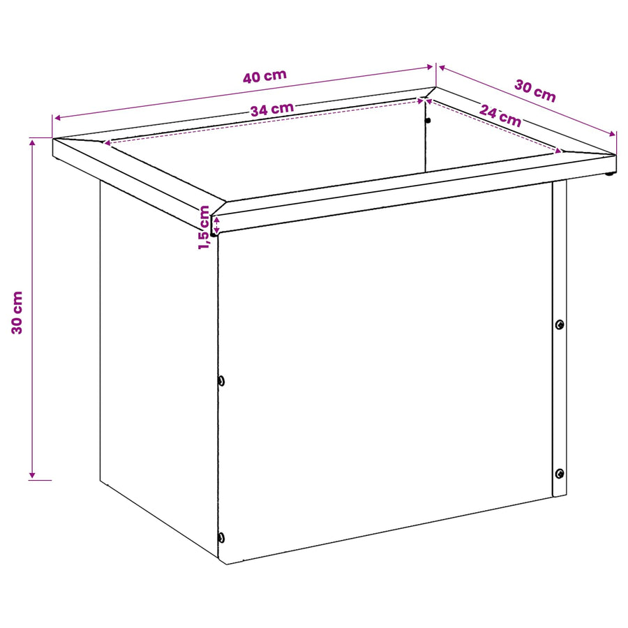 Plantenbak met led Olijfgroen 30 x 40 x 30 cm Staal