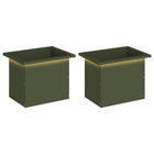 Plantenbak met led 2 st olijfgroen 30x40x30 cm staal