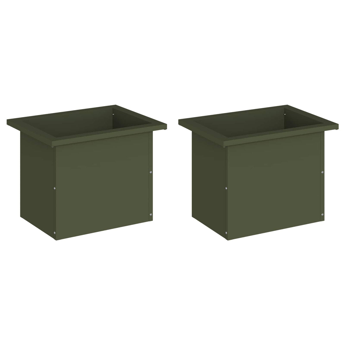Plantenbak met led 2 st Olijfgroen 30 x 40 x 30 cm Staal