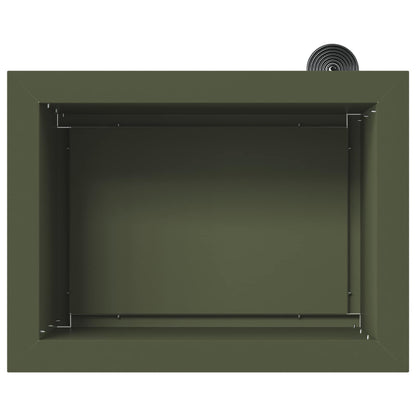 Plantenbak met led 2 st Olijfgroen 30 x 40 x 30 cm Staal