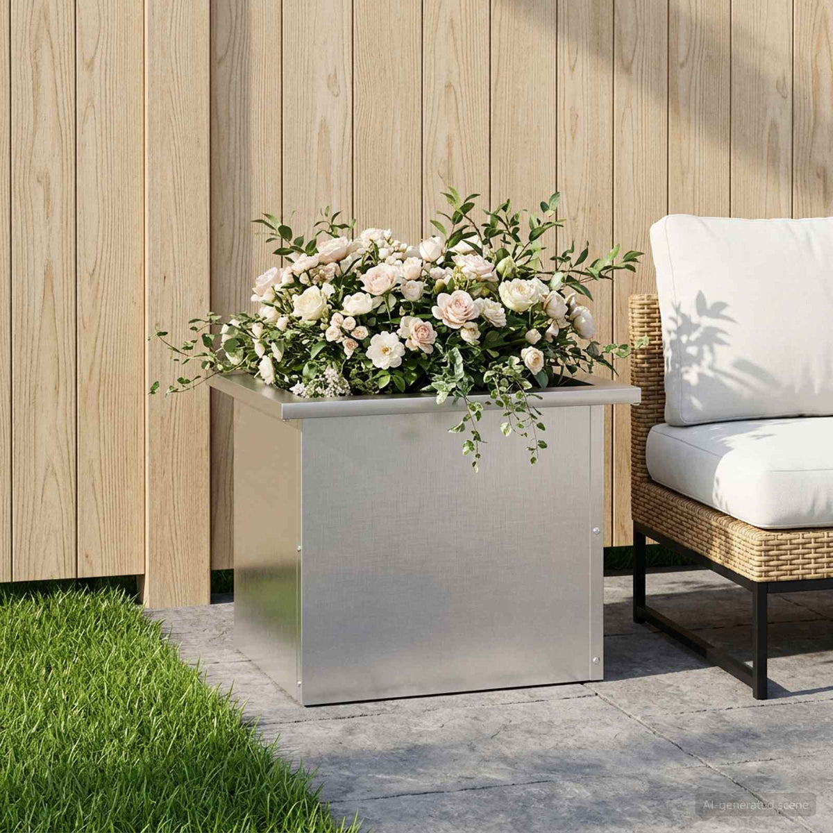Plantenbak met led zilver 30 x 40 x 30 cm Roestvrij staal