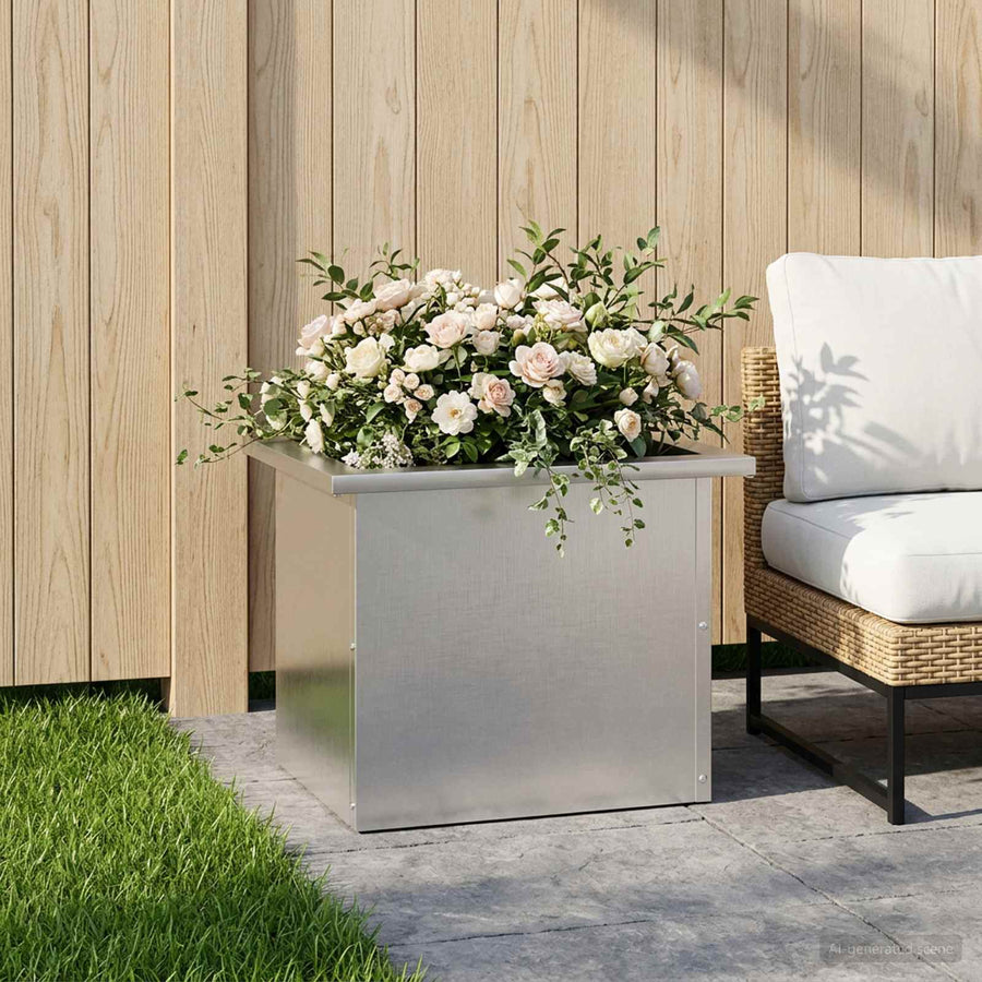 Plantenbak met led zilver 30 x 40 x 30 cm Roestvrij staal