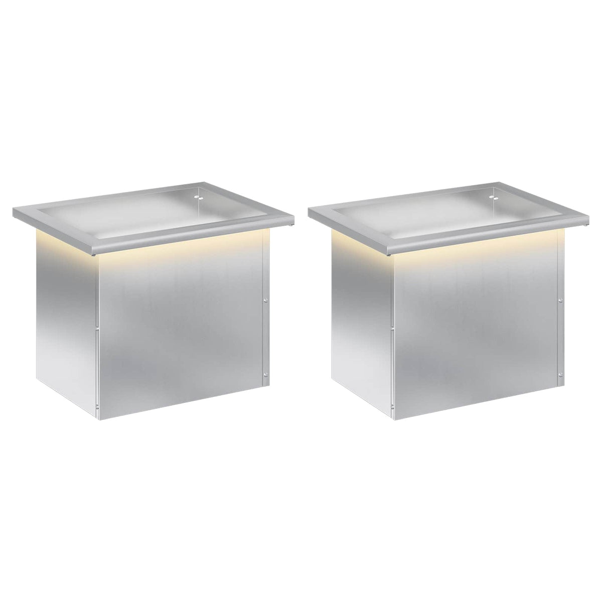 Plantenbak met led 2 st zilver 30 x 40 x 30 cm
