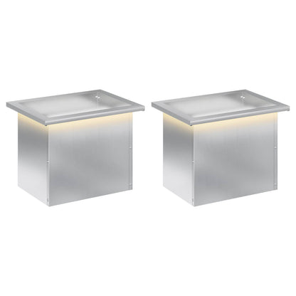 Plantenbak met led 2 st zilver 30 x 40 x 30 cm