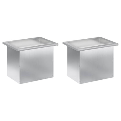 Plantenbak met led 2 st zilver 30 x 40 x 30 cm