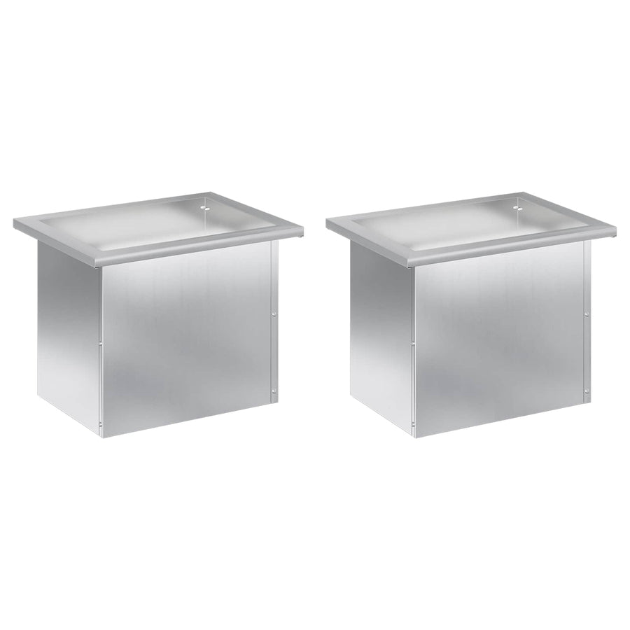Plantenbak met led 2 st zilver 30 x 40 x 30 cm