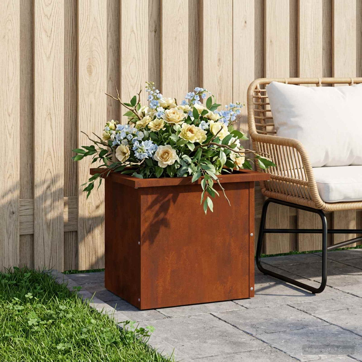 Plantenbak met led Roestkleurig 30 x 40 x 30 cm weervast staal