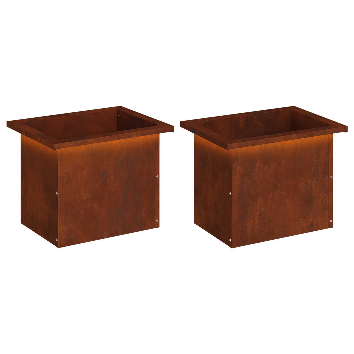Plantenbak met led 2 st Roestkleurig 30 x 40 x 30 cm