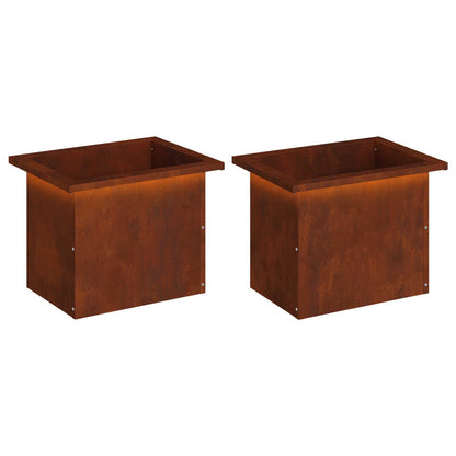 Plantenbak met led 2 st Roestkleurig 30 x 40 x 30 cm