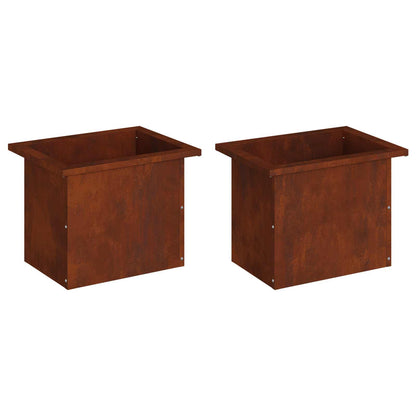 Plantenbak met led 2 st Roestkleurig 30 x 40 x 30 cm