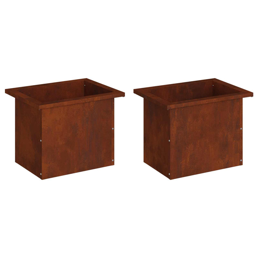 Plantenbak met led 2 st Roestkleurig 30 x 40 x 30 cm