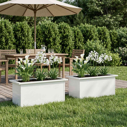 Plantenbak met led 2 st Wit 30 x 60 x 30 cm Staal