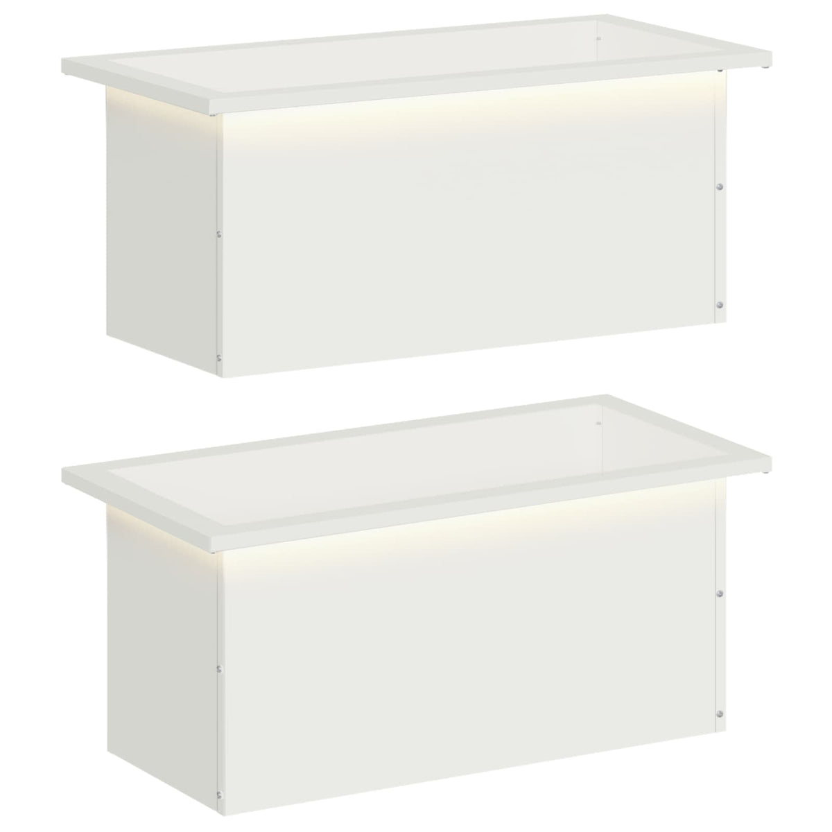 Plantenbak met led 2 st Wit 30 x 60 x 30 cm Staal