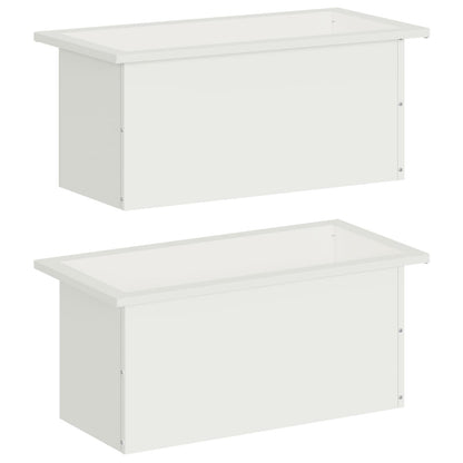 Plantenbak met led 2 st Wit 30 x 60 x 30 cm Staal