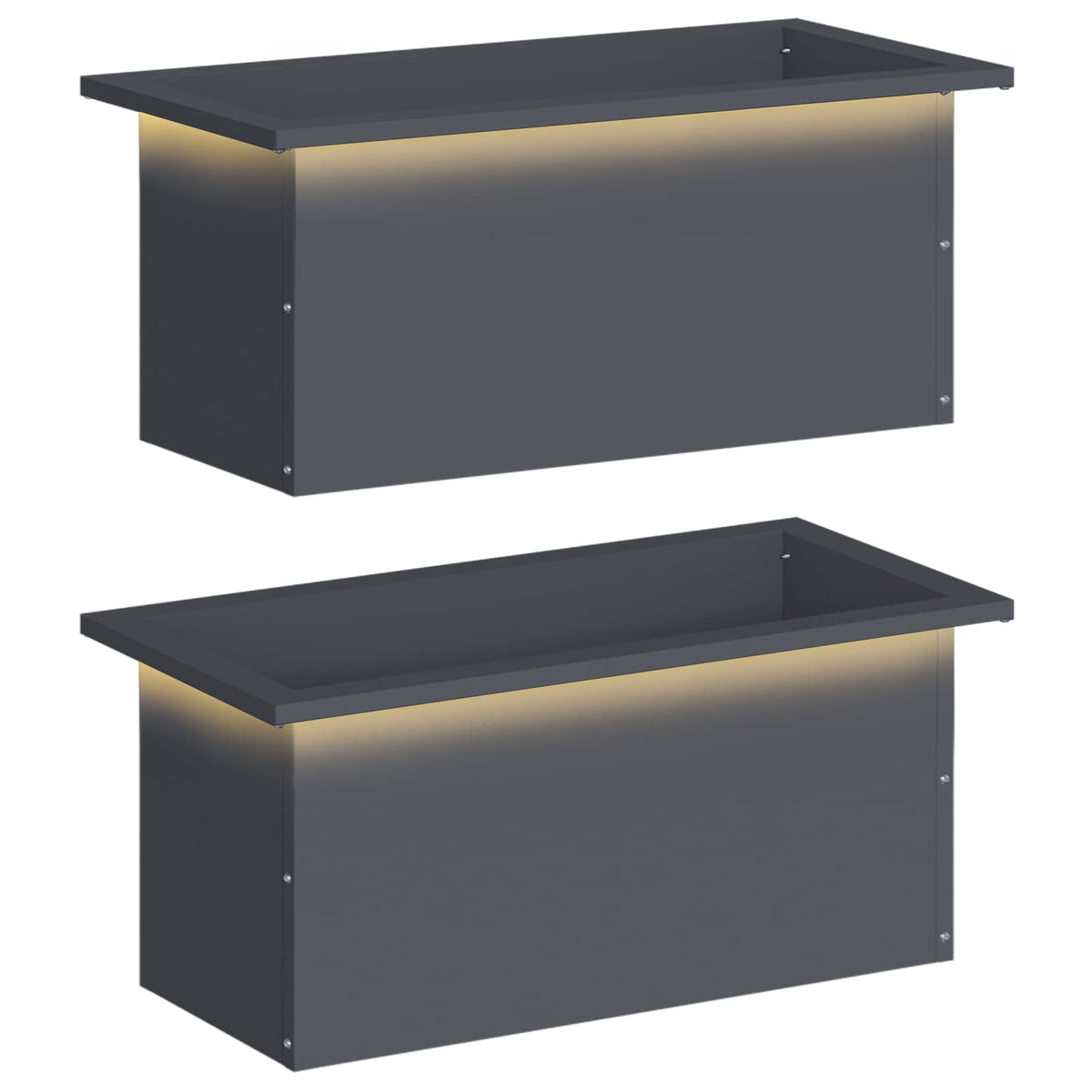 Plantenbak met led 2 st Antraciet 30 x 60 x 30 cm Staal