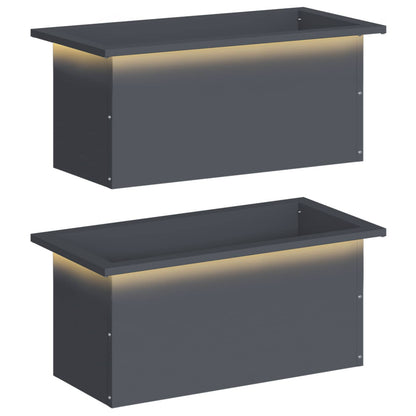 Plantenbak met led 2 st Antraciet 30 x 60 x 30 cm Staal