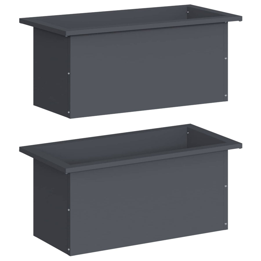 Plantenbak met led 2 st Antraciet 30 x 60 x 30 cm Staal