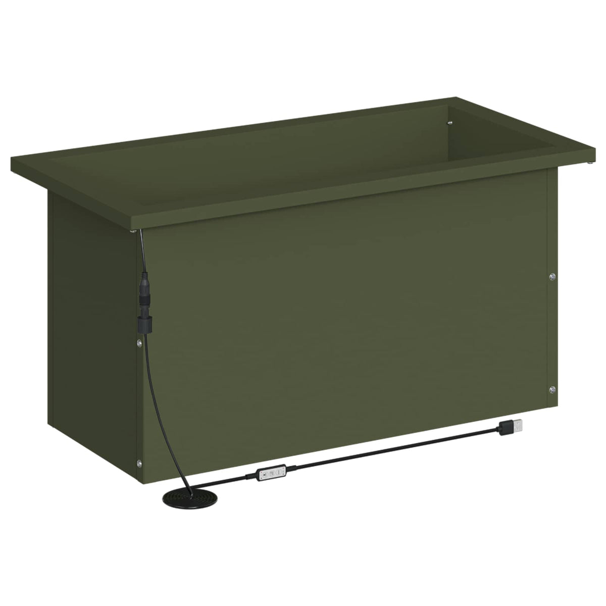 Plantenbak met led Olijfgroen 30 x 60 x 30 cm Staal