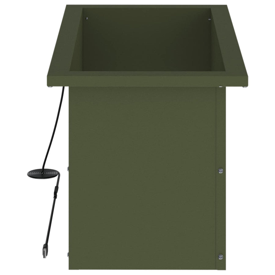 Plantenbak met led Olijfgroen 30 x 60 x 30 cm Staal