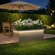 Plantenbak roestvrij staal 30x60x30 cm led zilver