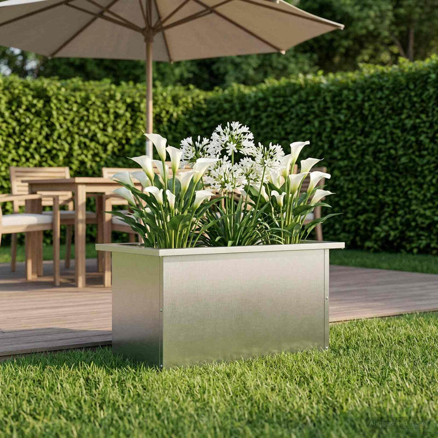 Plantenbak met led zilver 30 x 60 x 30 cm Roestvrij staal
