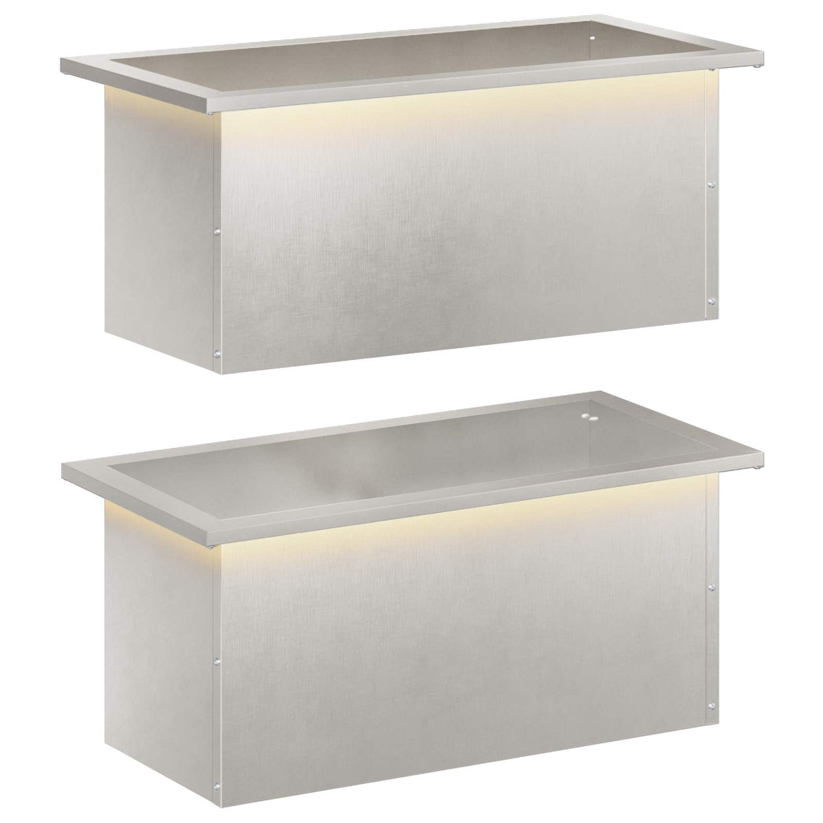 Plantenbak met led 2 st zilver 30 x 60 x 30 cm Roestvrij staal