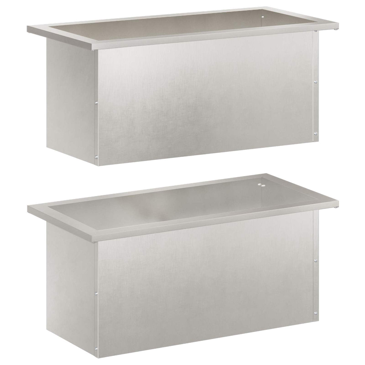 Plantenbak met led 2 st zilver 30 x 60 x 30 cm Roestvrij staal