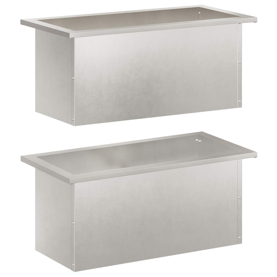 Plantenbak met led 2 st zilver 30 x 60 x 30 cm Roestvrij staal
