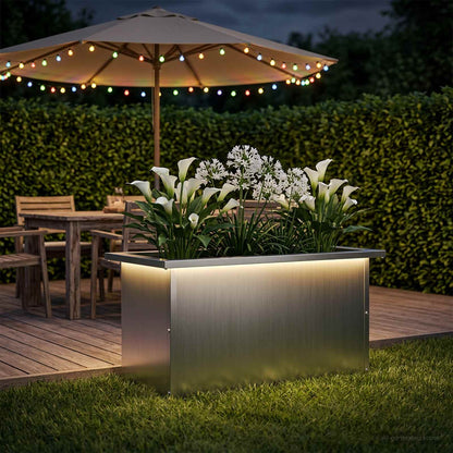 Plantenbak met led zilver 30 x 60 x 30 cm Gegalvaniseerd staal
